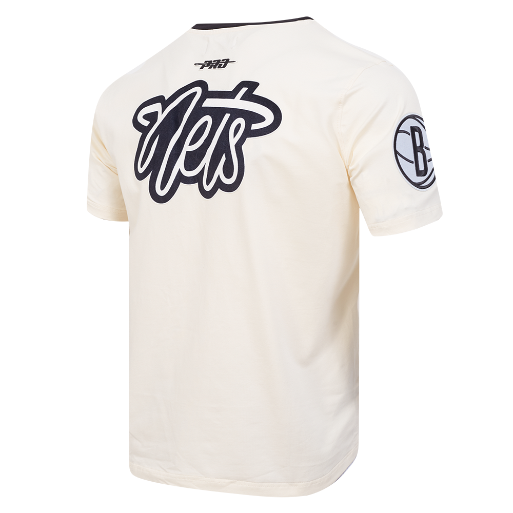 NBA BROOKLYN NETS RETRO CASCADE MEN'S RINGER TEE (EGGSHELL/ BLACK)