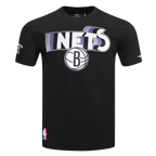 NBA BROOKLYN NETS RETRO ELEVATION MEN'S SINGLE JERSEY TEE (BLACK)