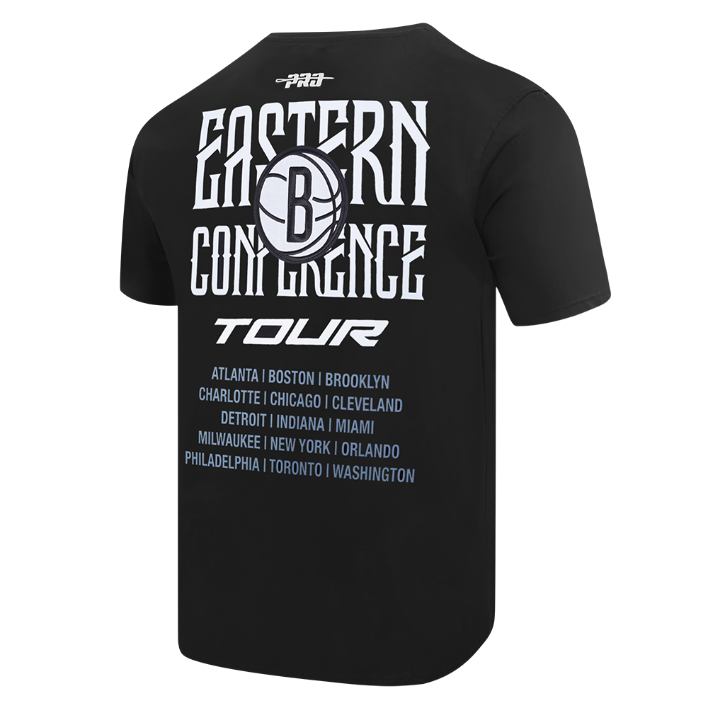 NBA BROOKLYN NETS CITY TOUR 2.0 MEN'S COTTON JERSEY DROP SHOULDER TEE (BLACK)