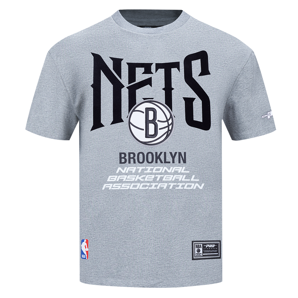 NBA BROOKLYN NETS CITY TOUR 2.0 T-SHIRT EN JERSEY DE COTON À ÉPAULES TOMBANTES POUR HOMME (GRIS CHINÉ FONCÉ)