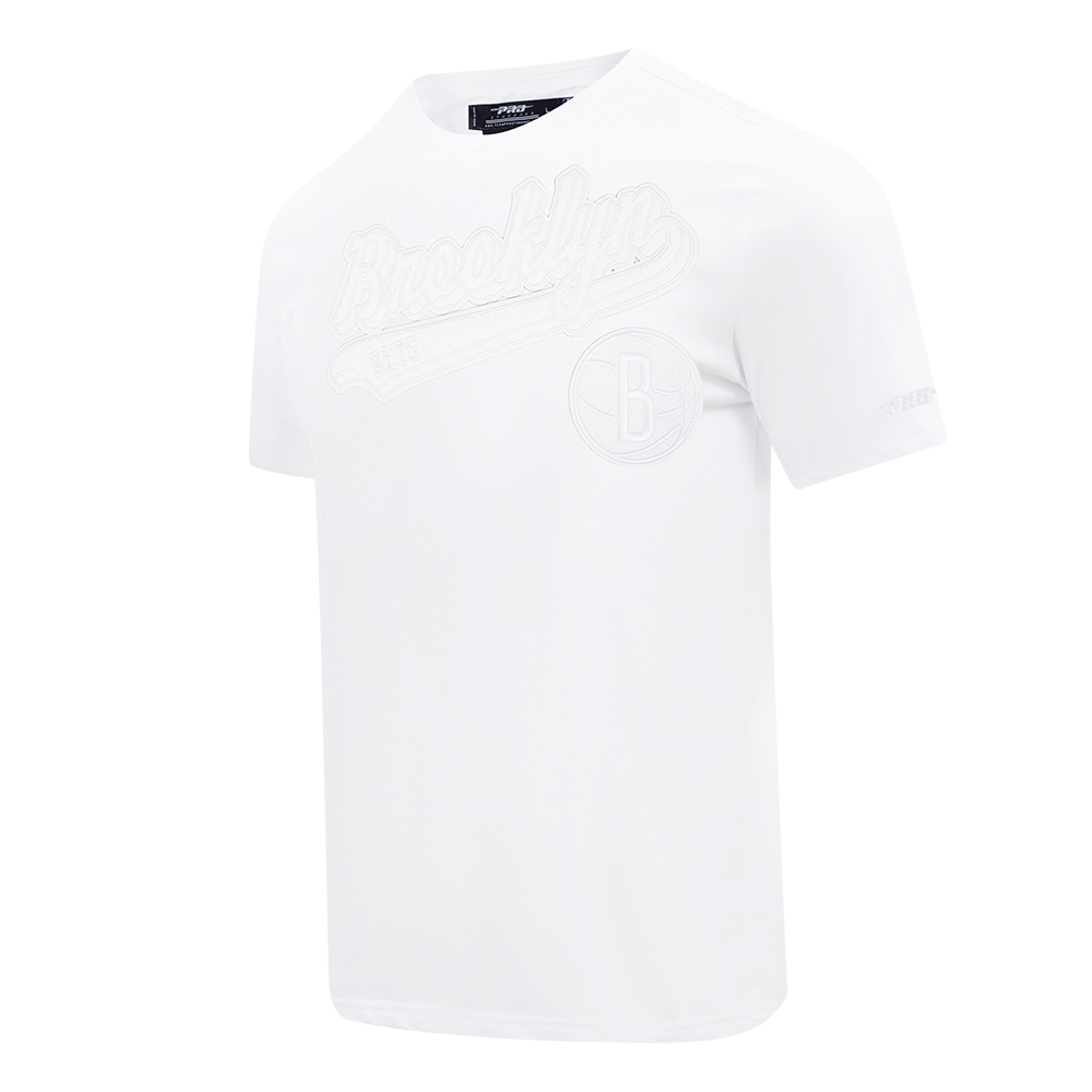 NBA BROOKLYN NETS WHITE OUT T-SHIRT EN JERSEY SIMPLE POUR HOMME (BLANC)