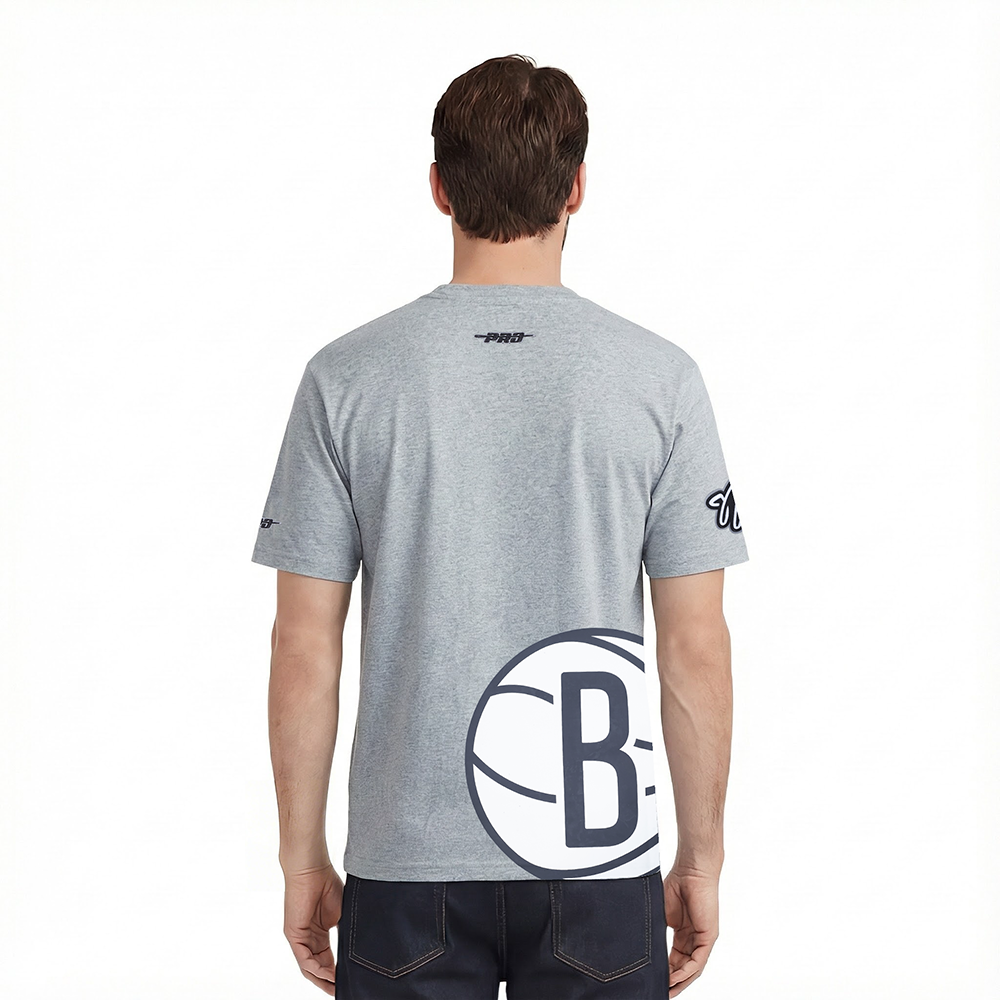 NBA BROOKLYN NETS LIVING LARGE MEN'S CJ DROP SHOULDER TEE (DARK HEATHER GRAY)