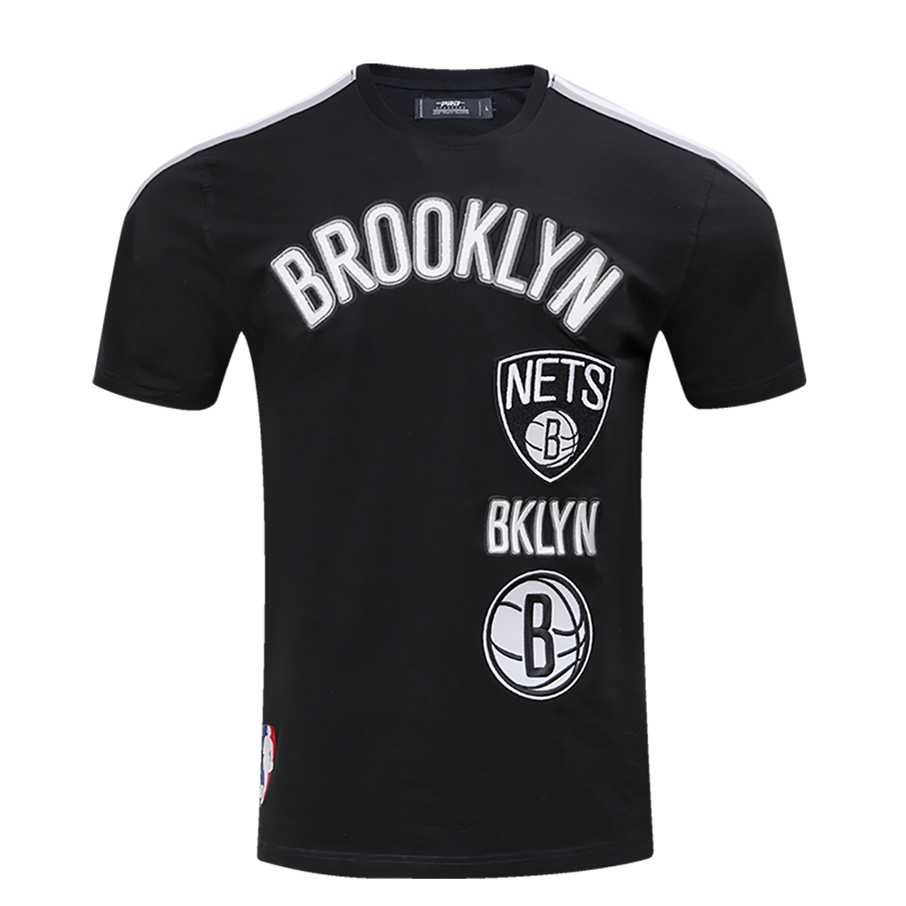 NBA BROOKLYN NETS RETRO CLASSIC MEN'S STRIPED TEE (BLACK/GRAY)