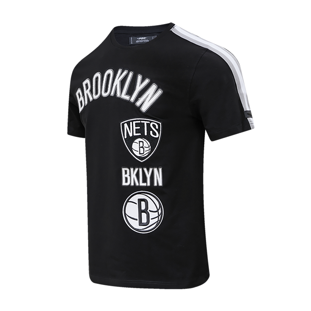 NBA BROOKLYN NETS RETRO CLASSIC MEN'S STRIPED TEE (BLACK/GRAY)