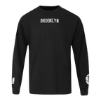 NBA BROOKLYN NETS WINGSPAN T-SHIRT À MANCHES LONGUES ET À ÉPAULES TOMBANTES POUR HOMME (NOIR)