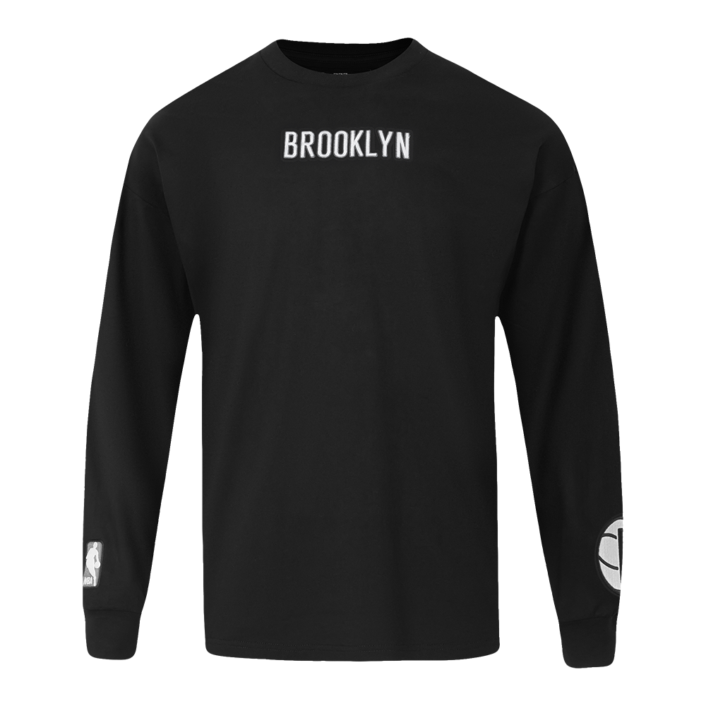 NBA BROOKLYN NETS WINGSPAN T-SHIRT À MANCHES LONGUES ET À ÉPAULES TOMBANTES POUR HOMME (NOIR)