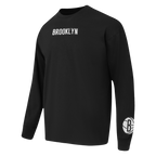 NBA BROOKLYN NETS WINGSPAN T-SHIRT À MANCHES LONGUES ET À ÉPAULES TOMBANTES POUR HOMME (NOIR)