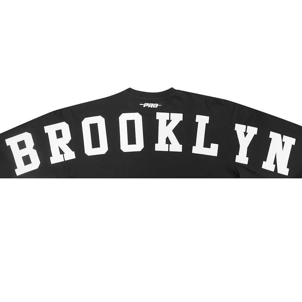 NBA BROOKLYN NETS WINGSPAN T-SHIRT À MANCHES LONGUES ET À ÉPAULES TOMBANTES POUR HOMME (NOIR)