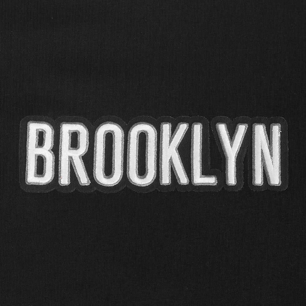 NBA BROOKLYN NETS WINGSPAN T-SHIRT À MANCHES LONGUES ET À ÉPAULES TOMBANTES POUR HOMME (NOIR)
