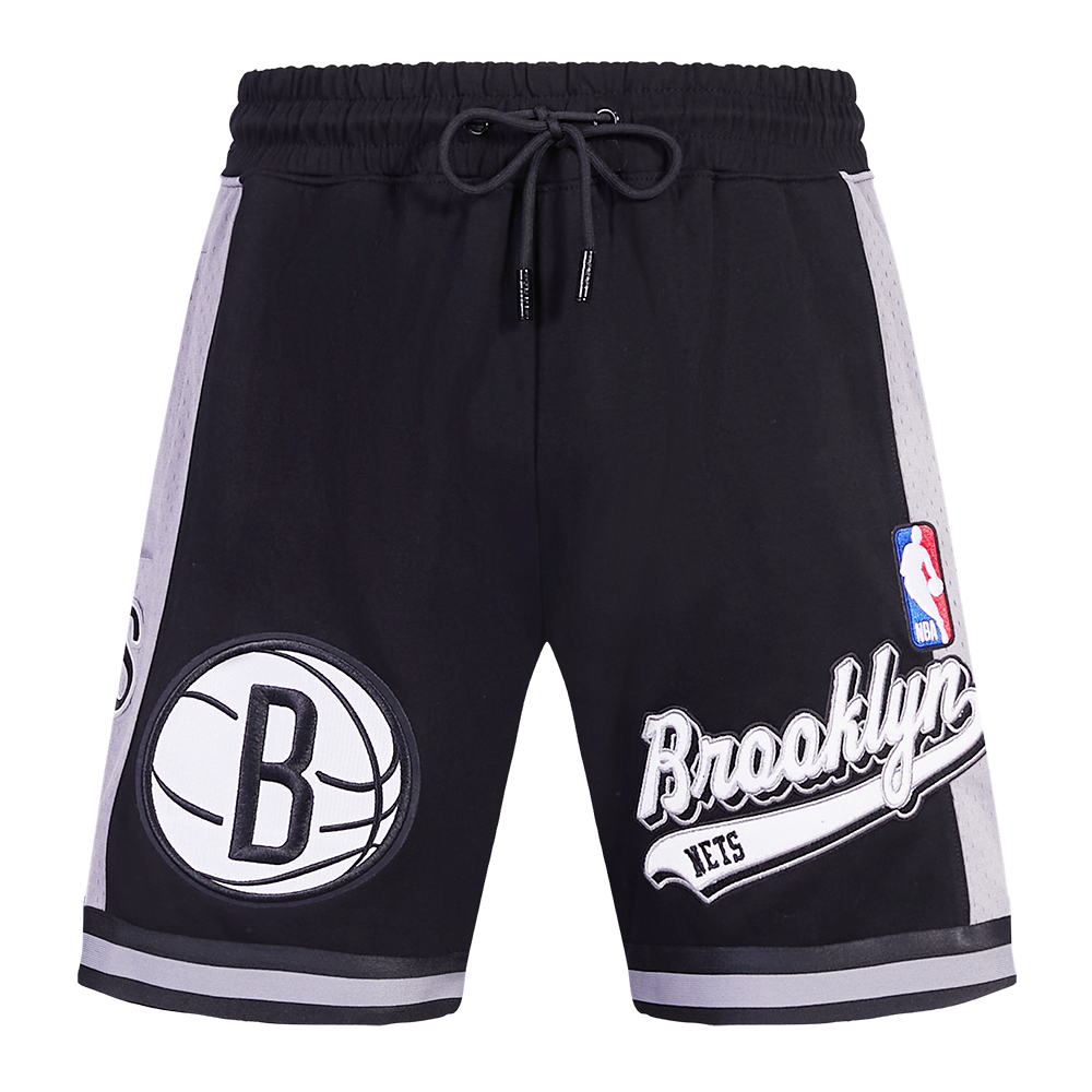 NBA BROOKLYN NETS SCRIPT TAIL MEN'S DOUBLE KNIT 2.0 SHORT (BLACK/GRAY)