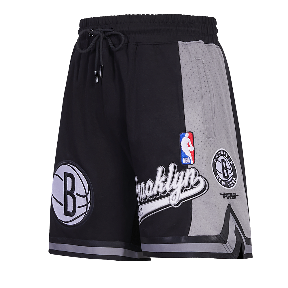 NBA BROOKLYN NETS SCRIPT TAIL MEN'S DOUBLE KNIT 2.0 SHORT (BLACK/GRAY)
