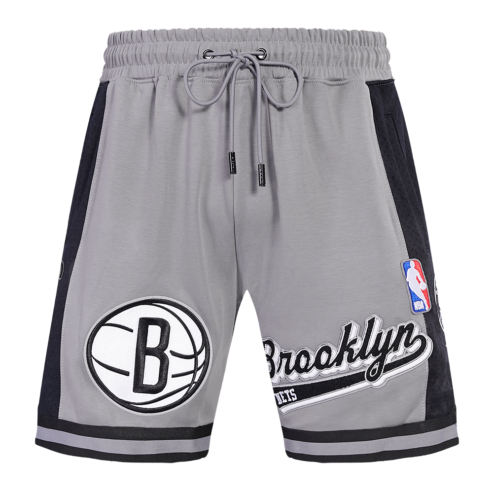 NBA BROOKLYN NETS SCRIPT TAIL MEN'S DOUBLE KNIT 2.0 SHORT (GRAY/BLACK)