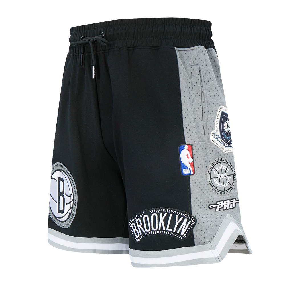 NBA BROOKLYN NETS DIY PICK STITCH MEN'S DOUBLE KNIT 2.0 SHORT (BLACK/GREY/WHITE)