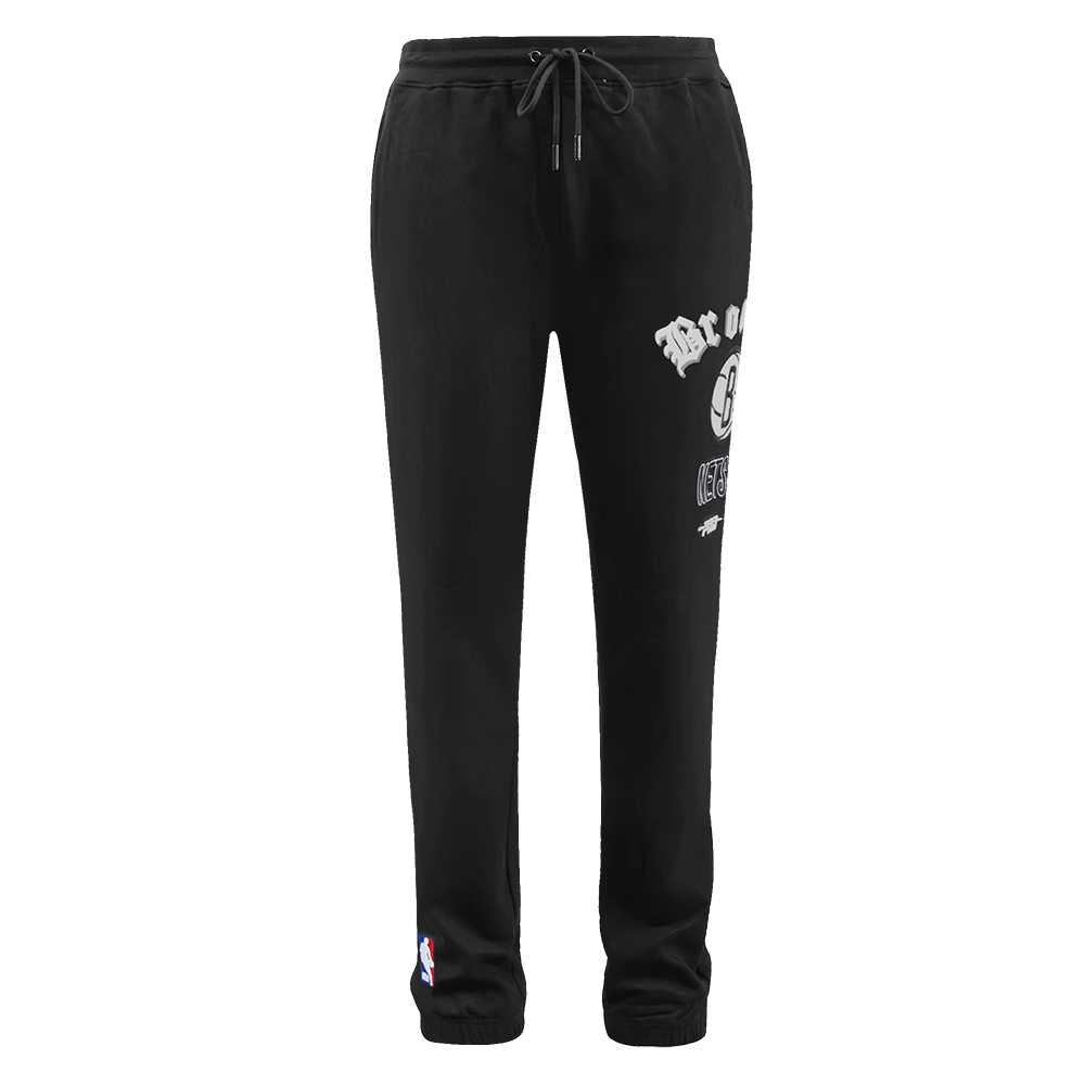 NBA BROOKLYN NETS OLD ENGLISH MEN'S SWEATPANT (BLACK)
