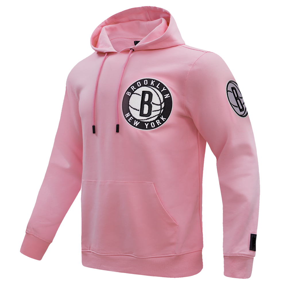 NBA BROOKLYN NETS CLASSIC CHENILLE MEN'S PULLOVER HOODIE (PINK)