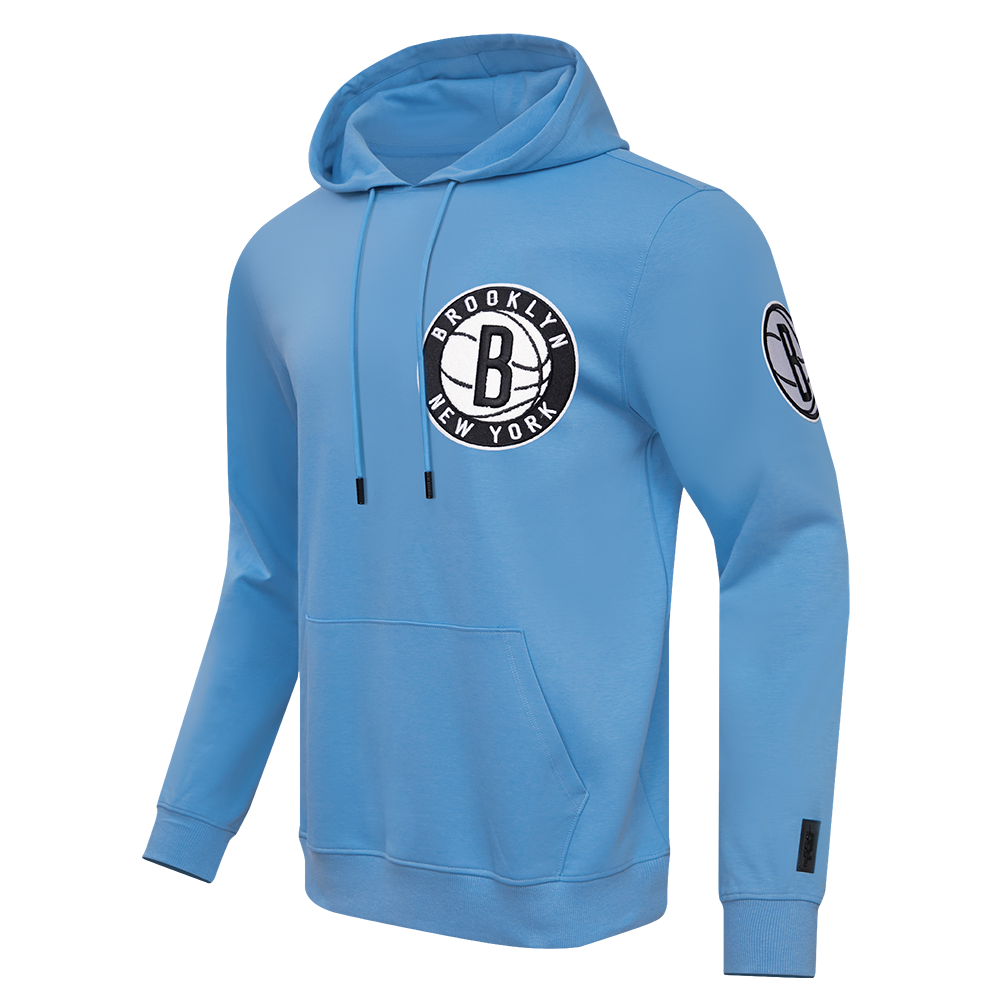 NBA BROOKLYN NETS CLASSIC CHENILLE MEN'S PULLOVER HOODIE (UNIVERSITY BLUE)