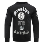NBA BROOKLYN NETS OLD ENGLISH CHANDAIL À COL ROND POUR HOMME (NOIR)