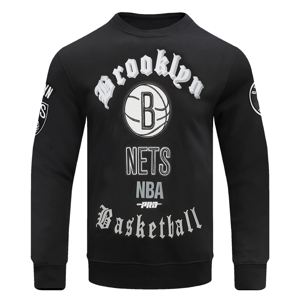 NBA BROOKLYN NETS OLD ENGLISH CHANDAIL À COL ROND POUR HOMME (NOIR)