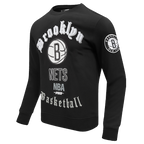 NBA BROOKLYN NETS OLD ENGLISH CHANDAIL À COL ROND POUR HOMME (NOIR)