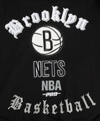 NBA BROOKLYN NETS OLD ENGLISH CHANDAIL À COL ROND POUR HOMME (NOIR)