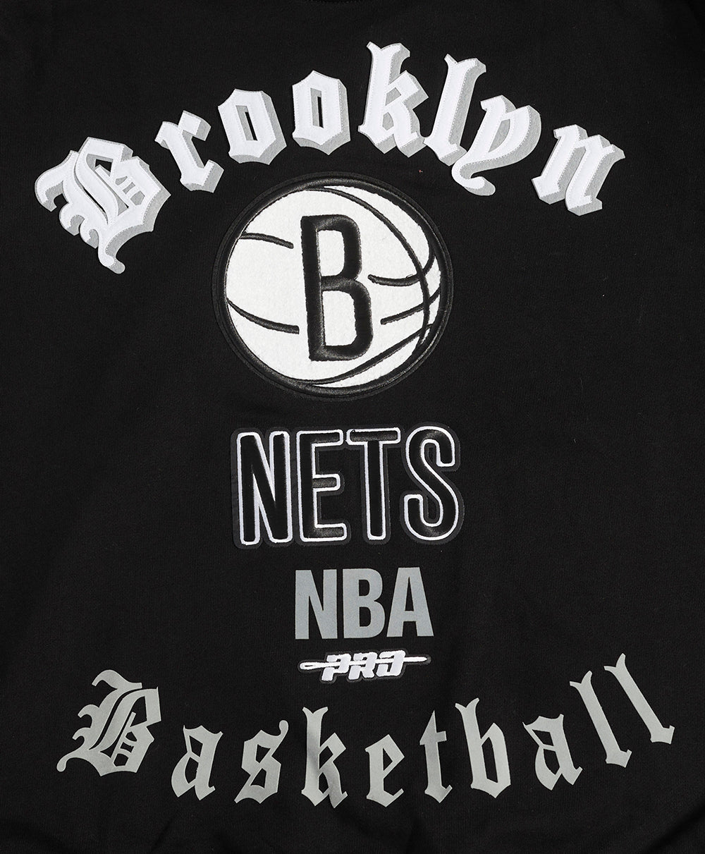 NBA BROOKLYN NETS OLD ENGLISH CHANDAIL À COL ROND POUR HOMME (NOIR)