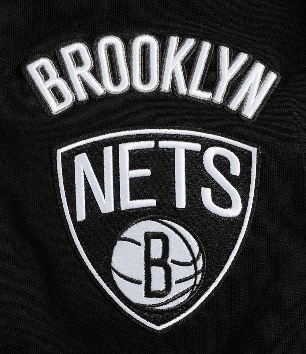 NBA BROOKLYN NETS OLD ENGLISH CHANDAIL À COL ROND POUR HOMME (NOIR)