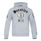 NBA BROOKLYN NETS OLD ENGLISH CHANDAIL À CAPUCHON À LOGO POUR HOMME (GRIS CHINÉ)