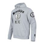 NBA BROOKLYN NETS OLD ENGLISH CHANDAIL À CAPUCHON À LOGO POUR HOMME (GRIS CHINÉ)
