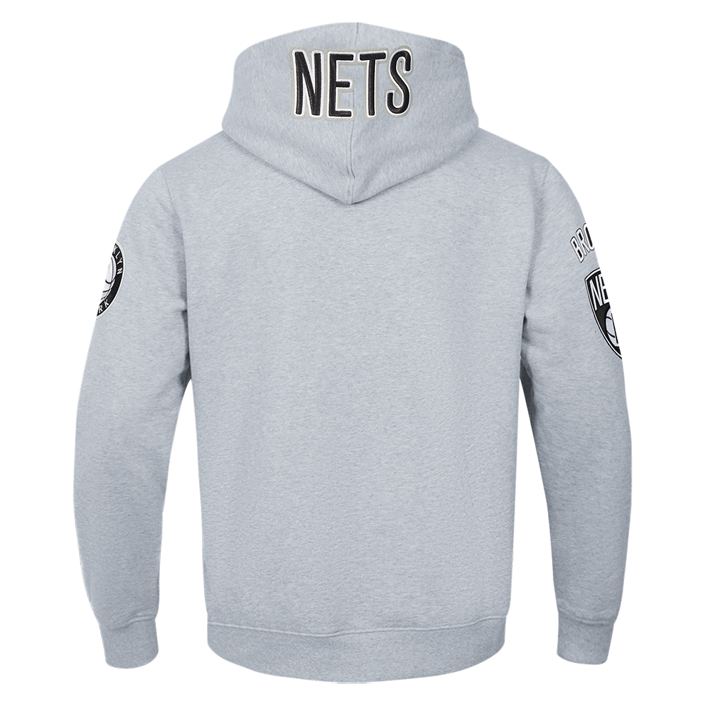 NBA BROOKLYN NETS OLD ENGLISH CHANDAIL À CAPUCHON À LOGO POUR HOMME (GRIS CHINÉ)