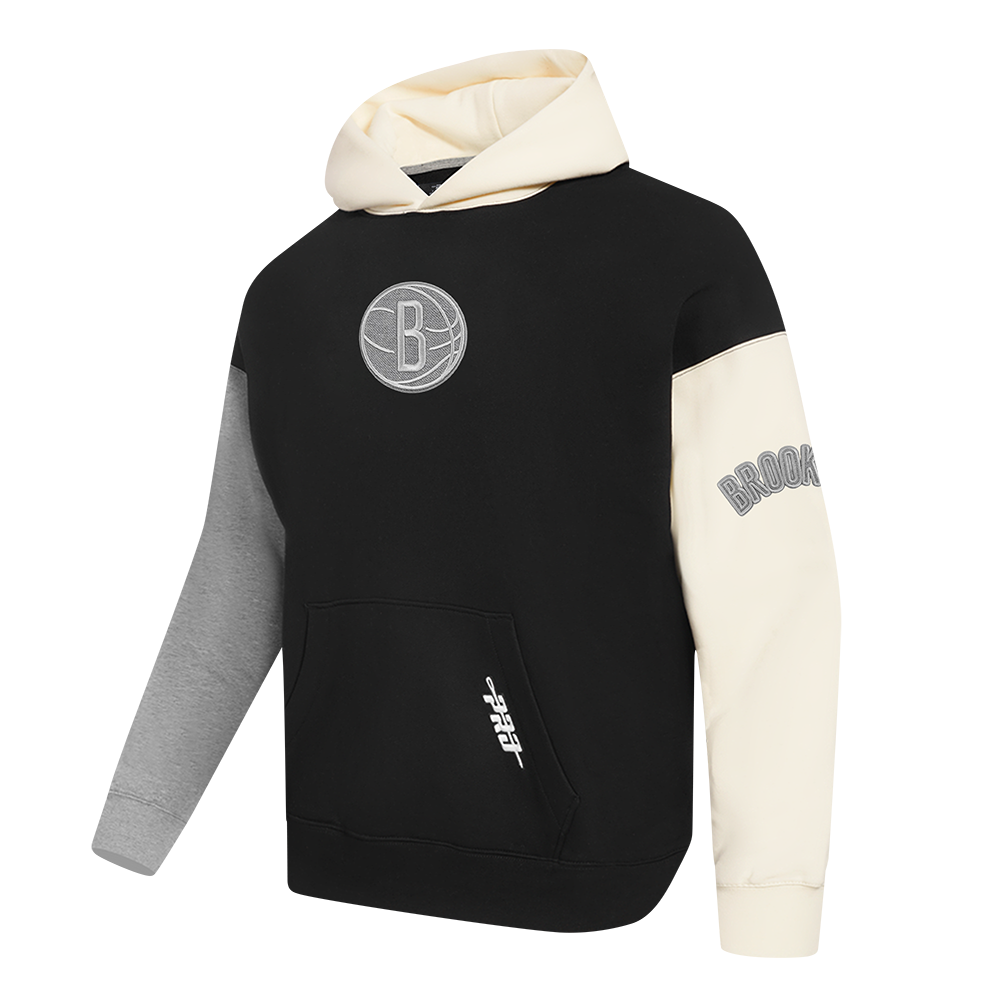 NBA BROOKLYN NETS REVERSE FRENCH TERRY MEN'S COLORBLOCK FLEECE PULLOVER HOODIE