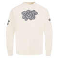 NBA BROOKLYN NETS REVERSE FRENCH TERRY MEN'S DROP SHOULDER FLEECE CREWNECK (EGGSHELL)