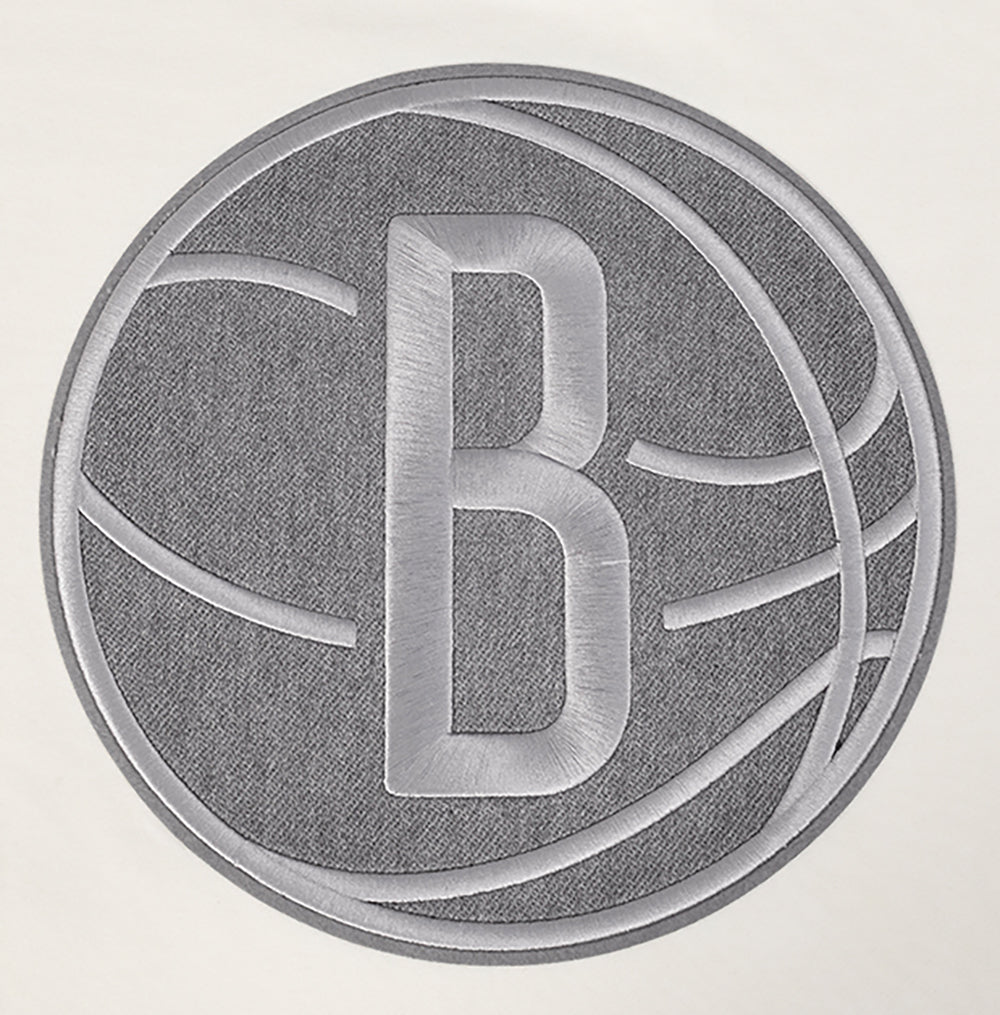 NBA BROOKLYN NETS REVERSE FRENCH TERRY MEN'S DROP SHOULDER FLEECE CREWNECK (EGGSHELL)