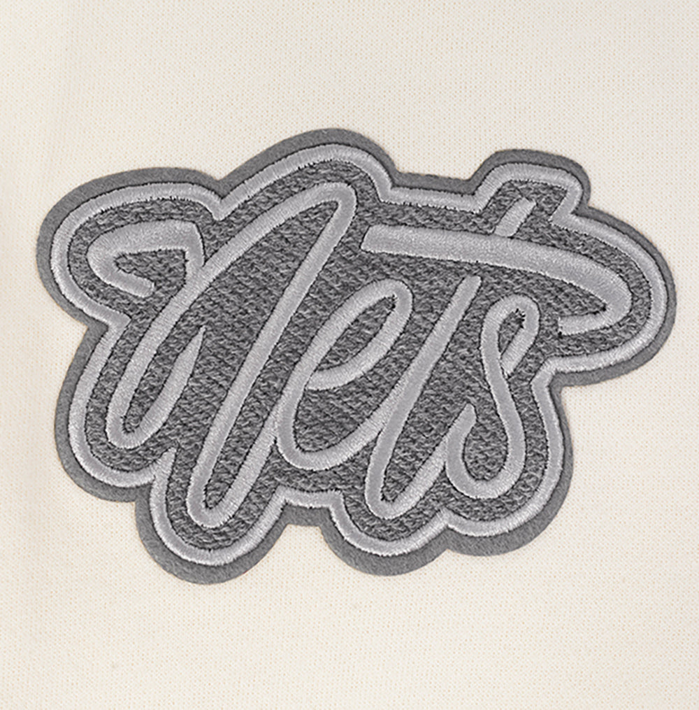 NBA BROOKLYN NETS REVERSE FRENCH TERRY MEN'S DROP SHOULDER FLEECE CREWNECK (EGGSHELL)