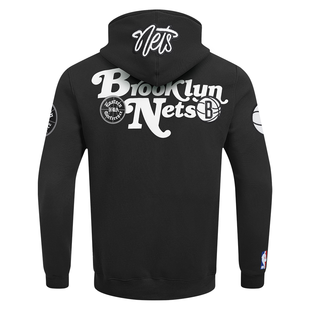 NBA BROOKLYN NETS SOUVENIR CHANDAIL À CAPUCHON EN MOLLETON POUR HOMME (NOIR)