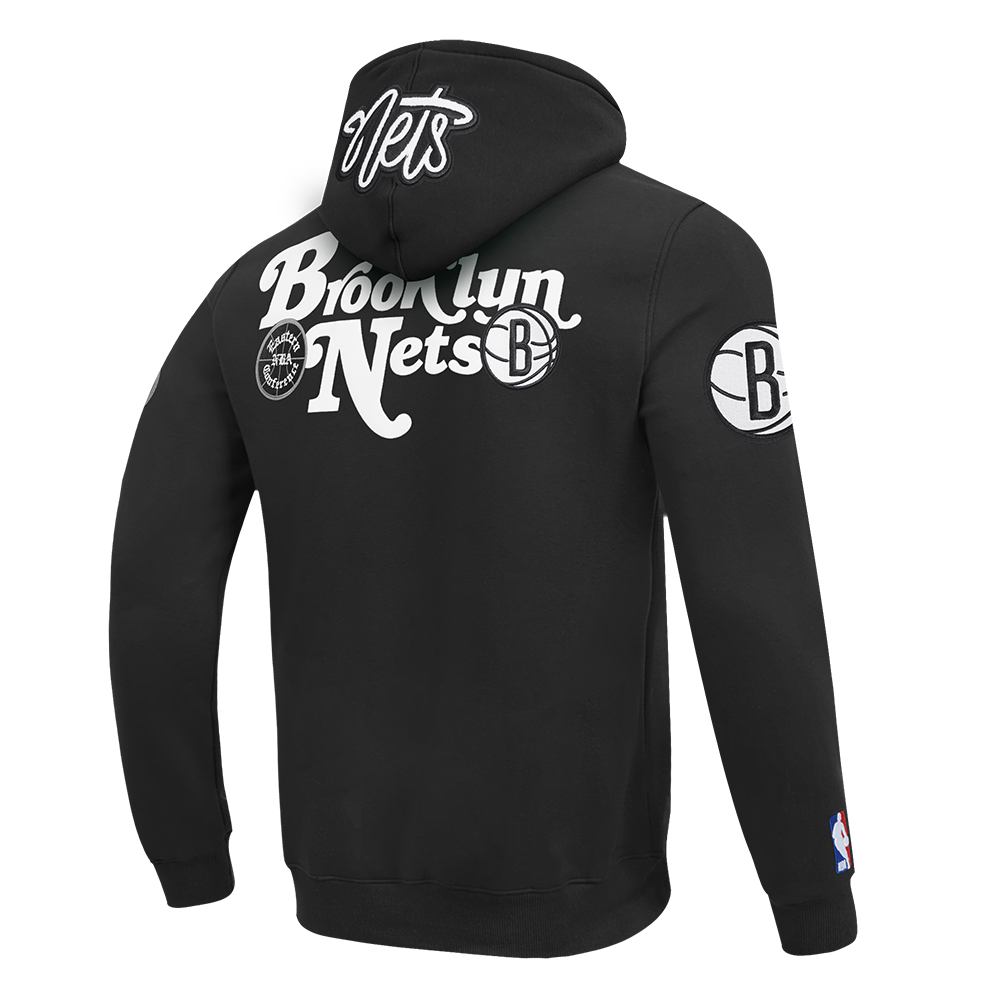 NBA BROOKLYN NETS SOUVENIR CHANDAIL À CAPUCHON EN MOLLETON POUR HOMME (NOIR)