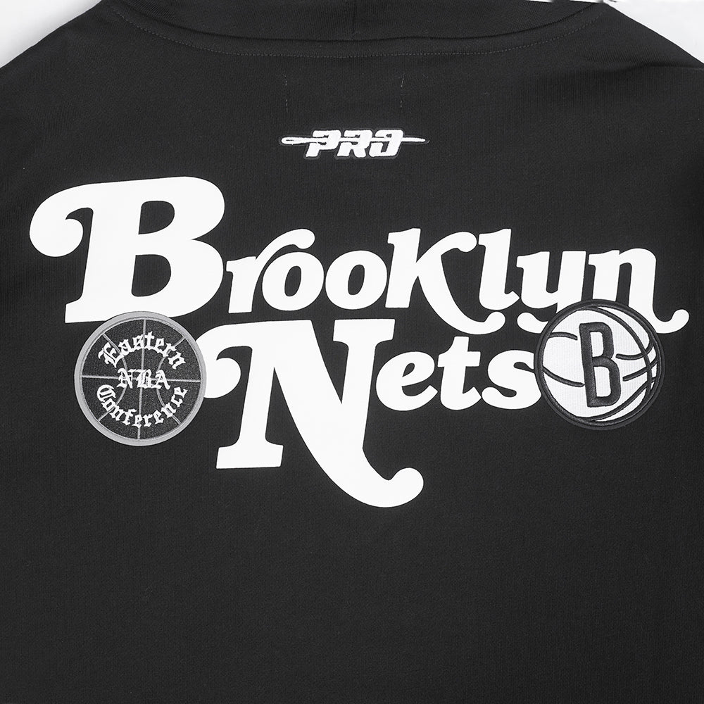 NBA BROOKLYN NETS SOUVENIR CHANDAIL À CAPUCHON EN MOLLETON POUR HOMME (NOIR)