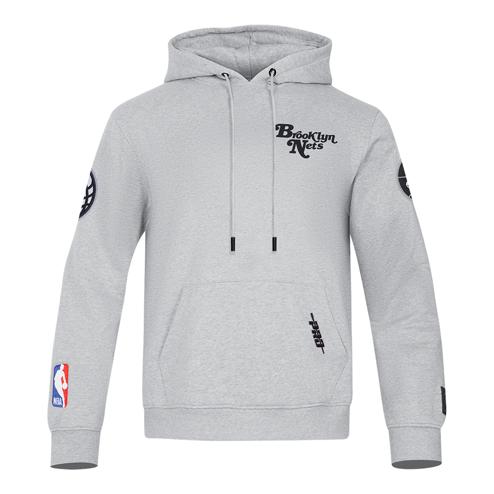 NBA BROOKLYN NETS SOUVENIR MEN'S FLEECE PULLOVER HOODIE (HEATHER GREY)