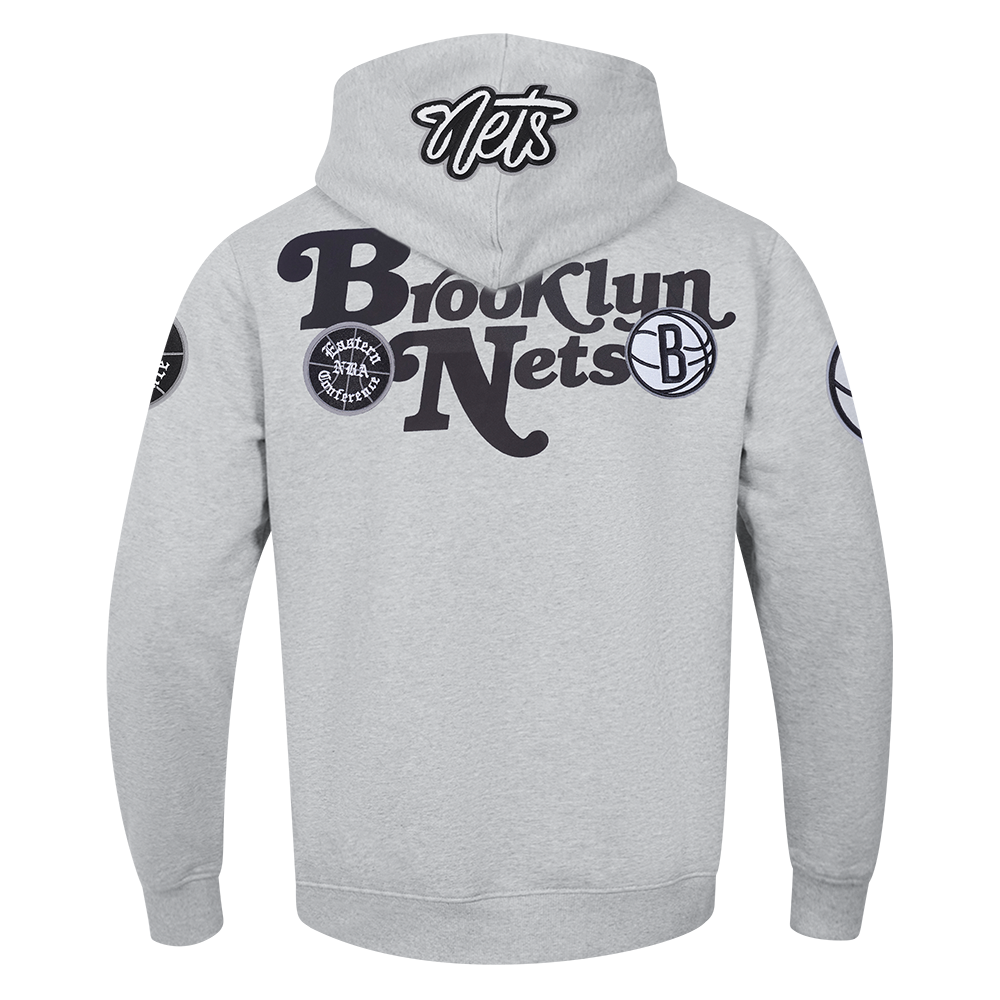 NBA BROOKLYN NETS SOUVENIR MEN'S FLEECE PULLOVER HOODIE (HEATHER GREY)