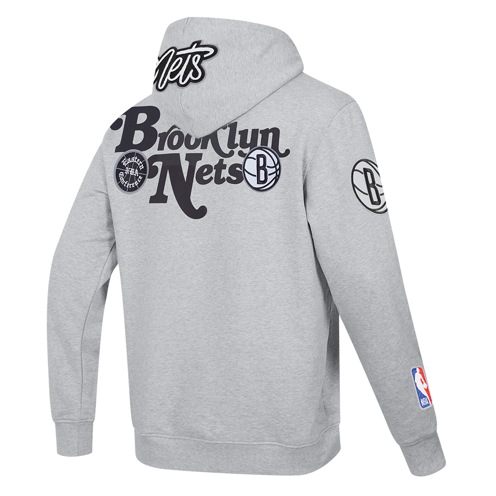 NBA BROOKLYN NETS SOUVENIR MEN'S FLEECE PULLOVER HOODIE (HEATHER GREY)