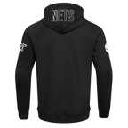 NBA BROOKLYN NETS CLASSIC WIND SUIT MEN'S WOVEN FULL ZIP PULLOVER HOODIE (BLACK)