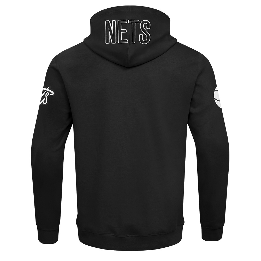 NBA BROOKLYN NETS CLASSIC WIND SUIT MEN'S WOVEN FULL ZIP PULLOVER HOODIE (BLACK)