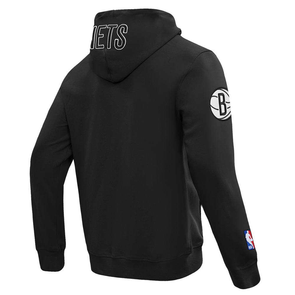 NBA BROOKLYN NETS CLASSIC WIND SUIT MEN'S WOVEN FULL ZIP PULLOVER HOODIE (BLACK)