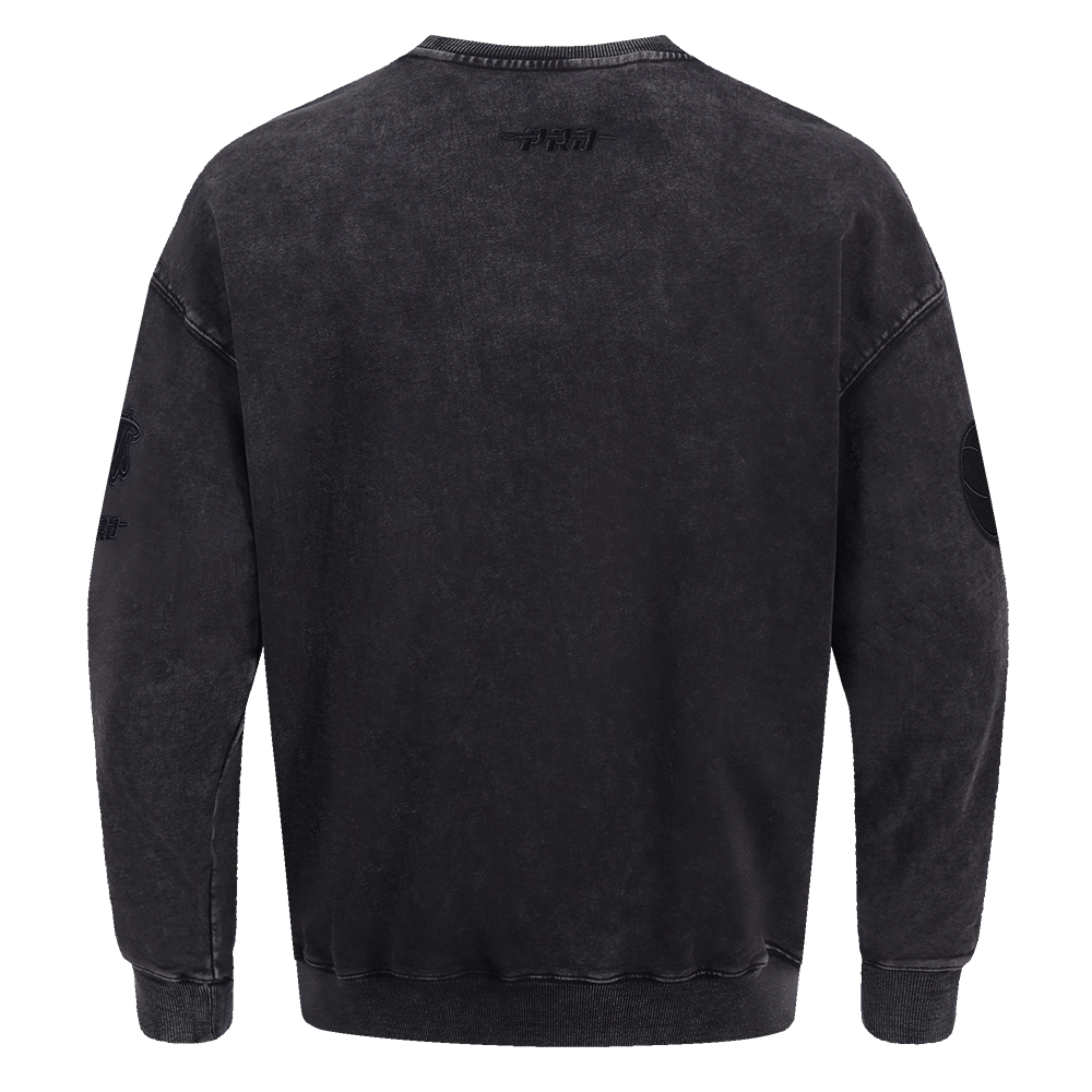 NBA BROOKLYN NETS WASHED CLASSIC MEN'S CREWNECK SWEATSHIRT (WASHED BLACK)