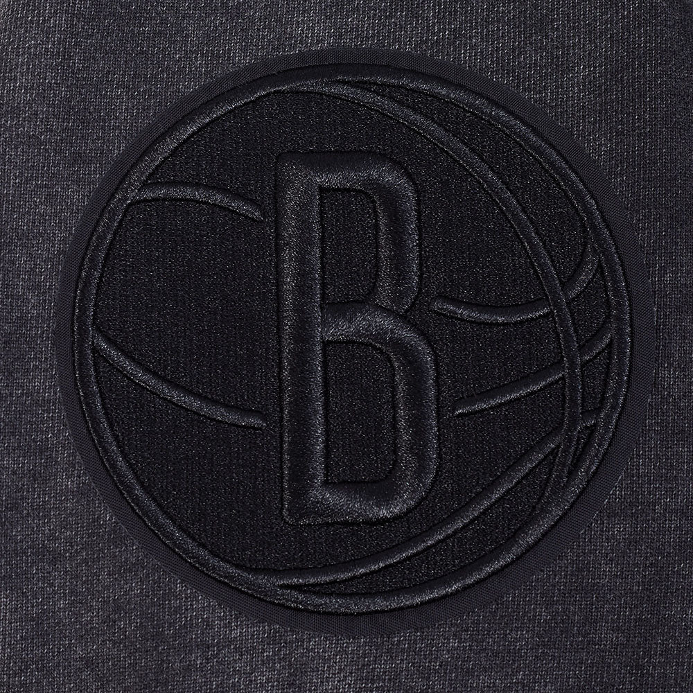 NBA BROOKLYN NETS WASHED CLASSIC MEN'S CREWNECK SWEATSHIRT (WASHED BLACK)