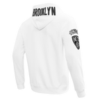 NBA BROOKLYN NETS CLASSIC CHENILLE MEN'S FULL ZIP PULLOVER HOODIE (WHITE)