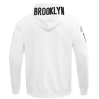 NBA BROOKLYN NETS CLASSIC CHENILLE MEN'S FULL ZIP PULLOVER HOODIE (WHITE)