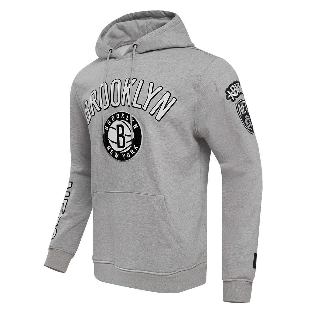NBA BROOKLYN NETS CLASSIC MEN'S PULLOVER HOODIE (HEATHER GREY)
