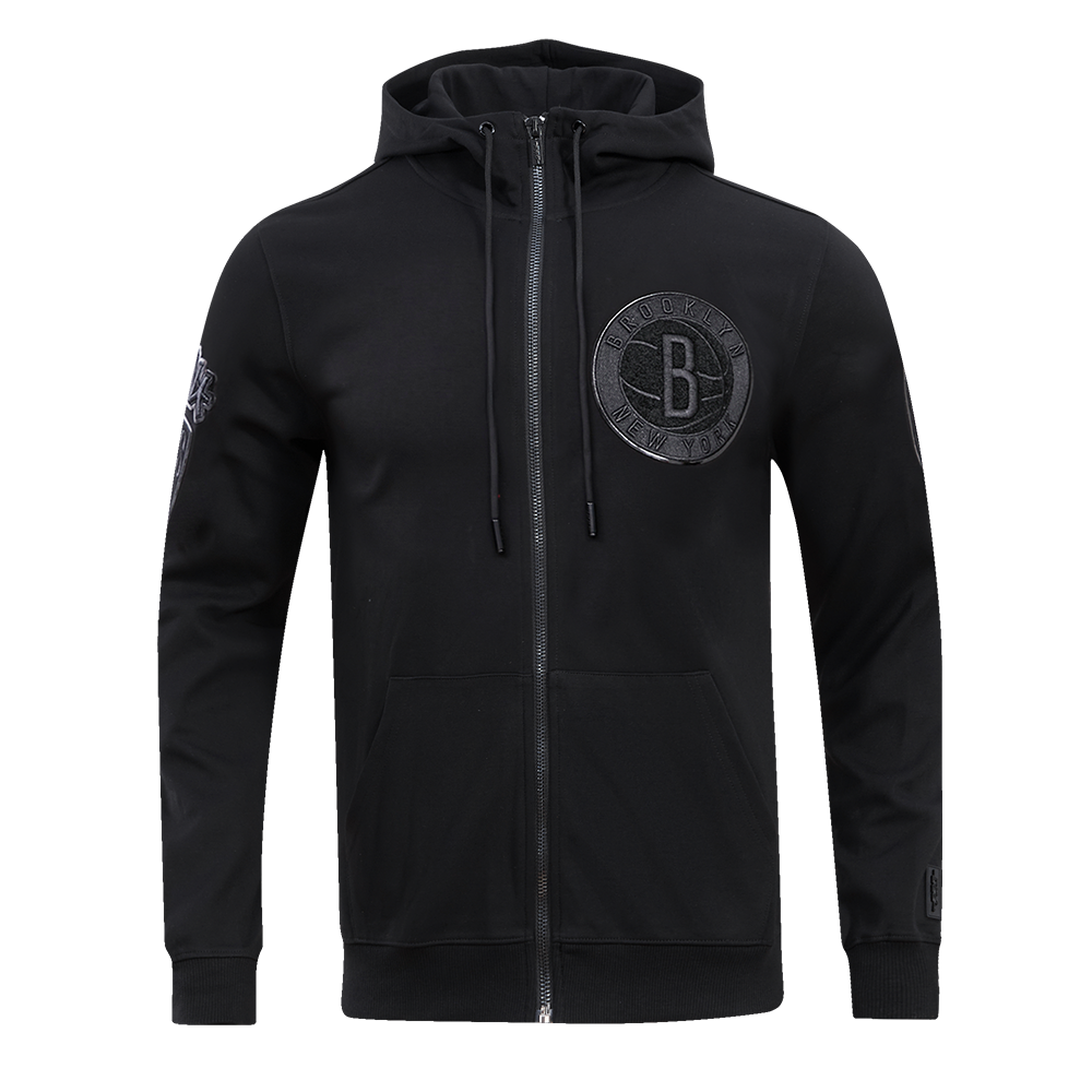 NBA BROOKLYN NETS TRIPLE BLACK CHANDAIL À CAPUCHON À GLISSIÈRE (NOIR)