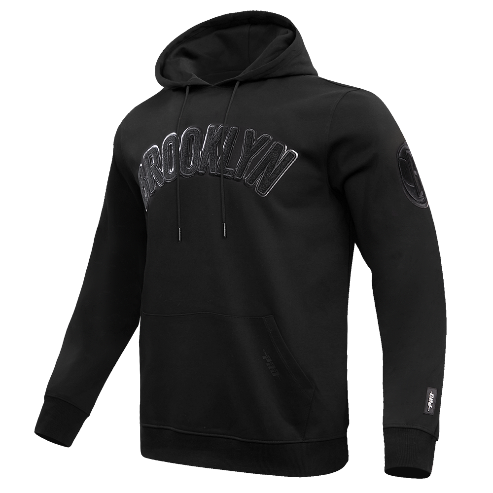 NBA BROOKLYN NETS TRIPLE BLACK LOGO HOODIE (BLACK)