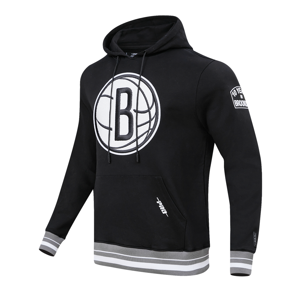 NBA BROOKLYN NETS RETRO CLASSIC MEN'S PULLOVER HOODIE (BLACK/GREY)